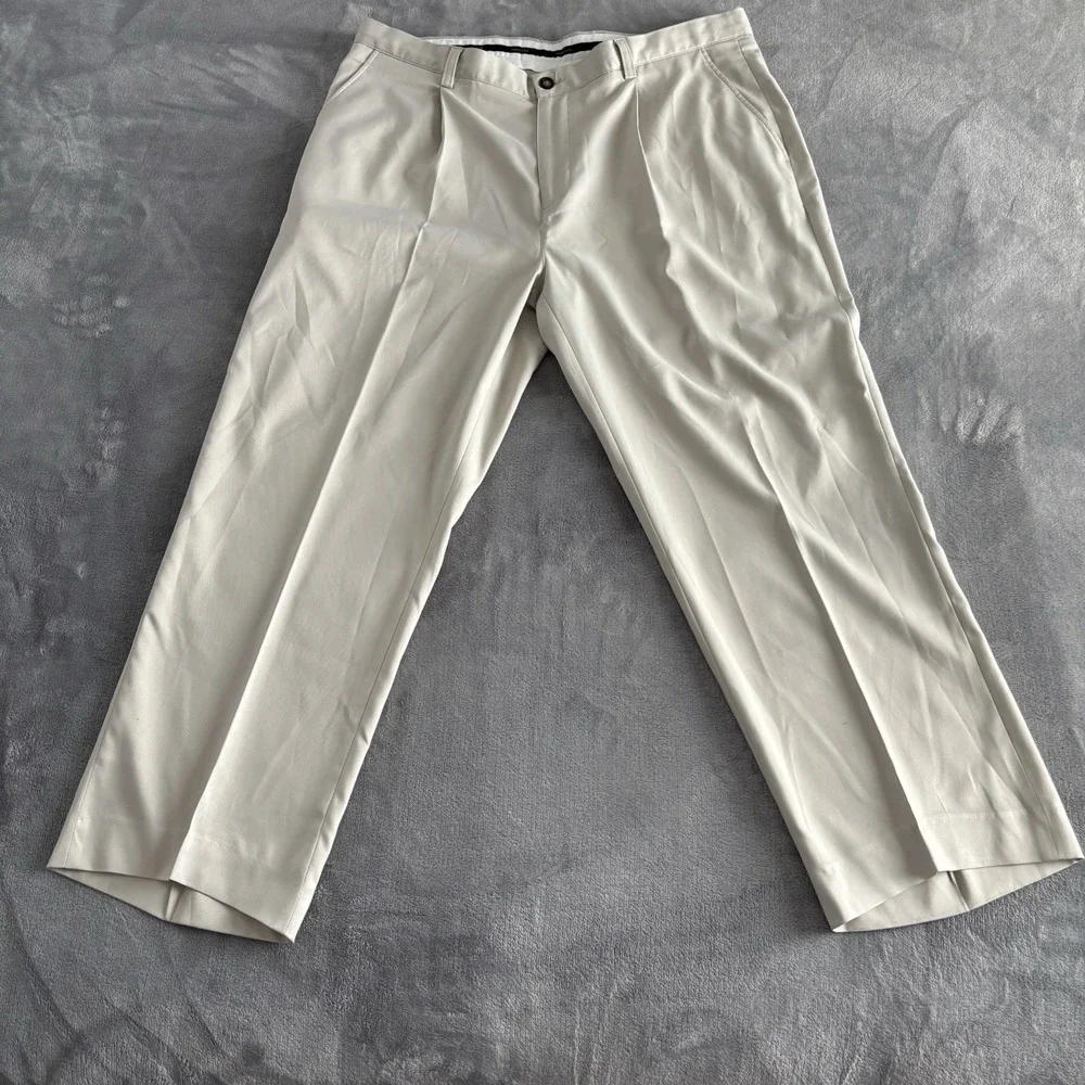 Jack Nicklaus Golf Pants Beige Pleated Dress Trousers Menswear 38x32‎